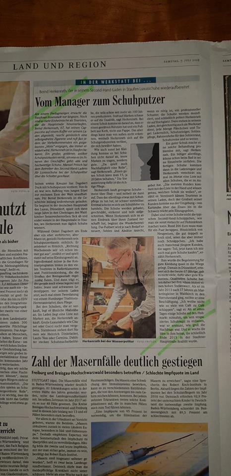 Classic Shoes Staufen: Badische Zeitung 07/2018